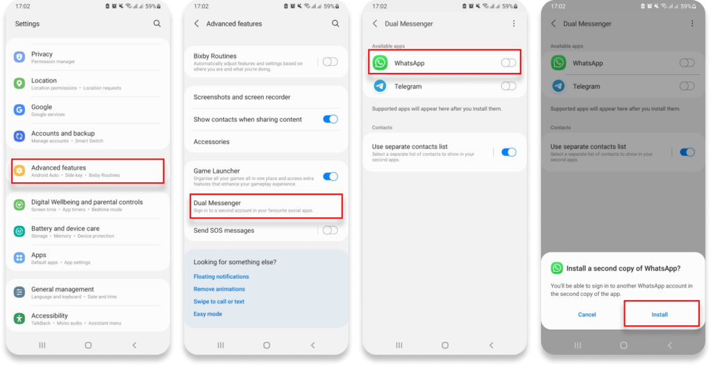 Cara Setup Dual Messenger pada Smartphone Samsung