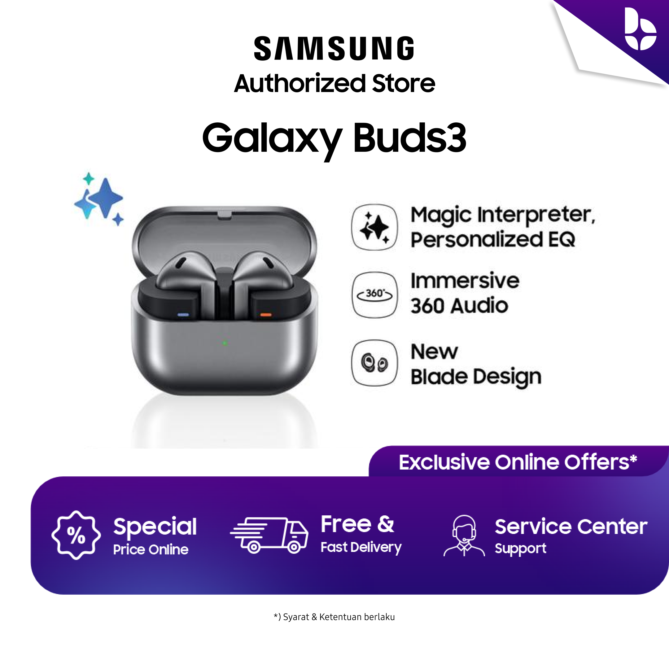 Galaxy Buds3 - Silver Samsung Galaxy Buds 3 - Image 1