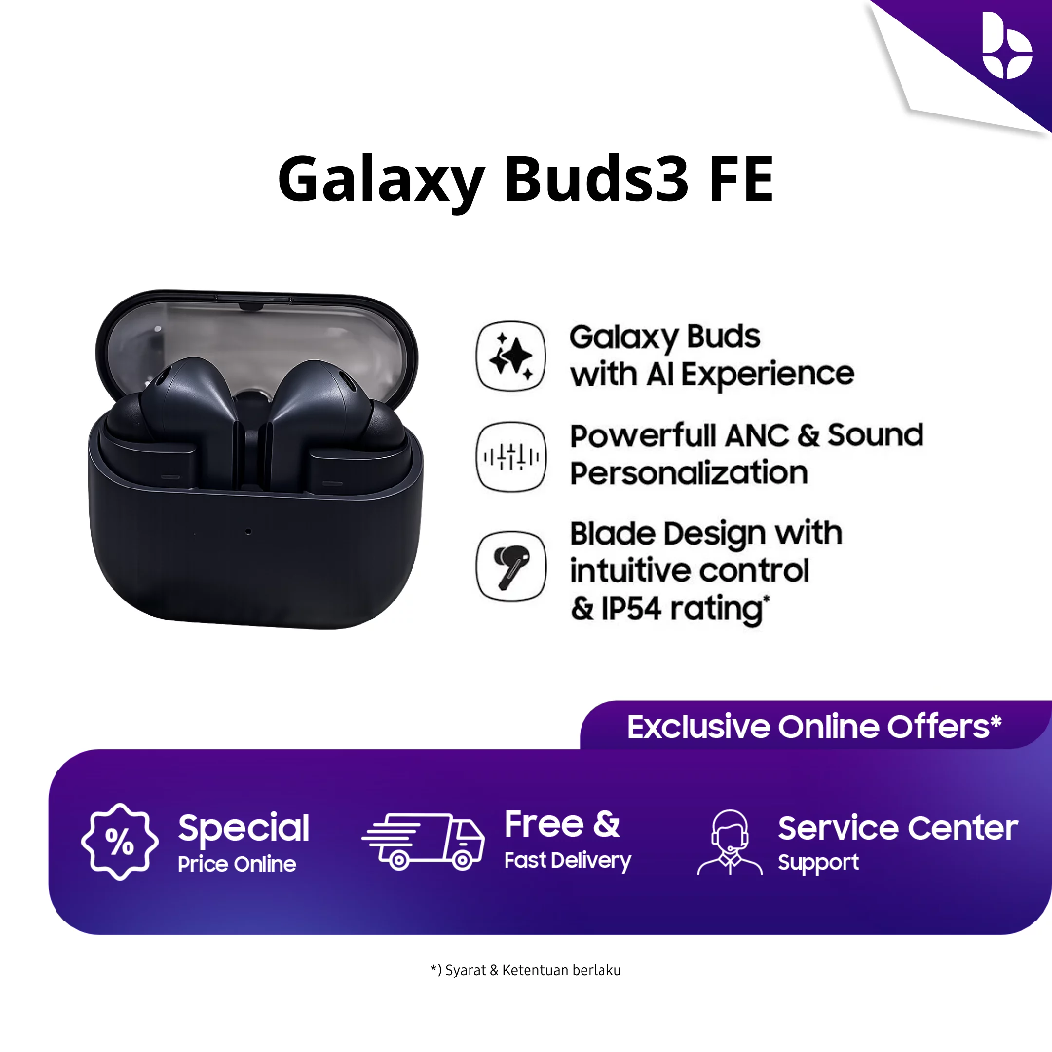 Galaxy Buds3 FE - Graphite Samsung Galaxy Buds 3 FE - Image 1