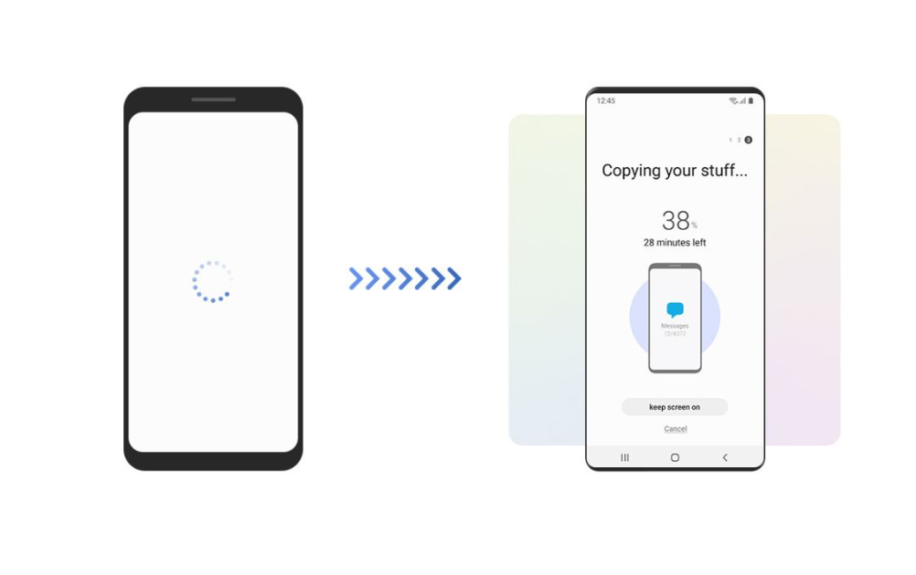 Ilustrasi pemindahan data menggunakan Smart Switch